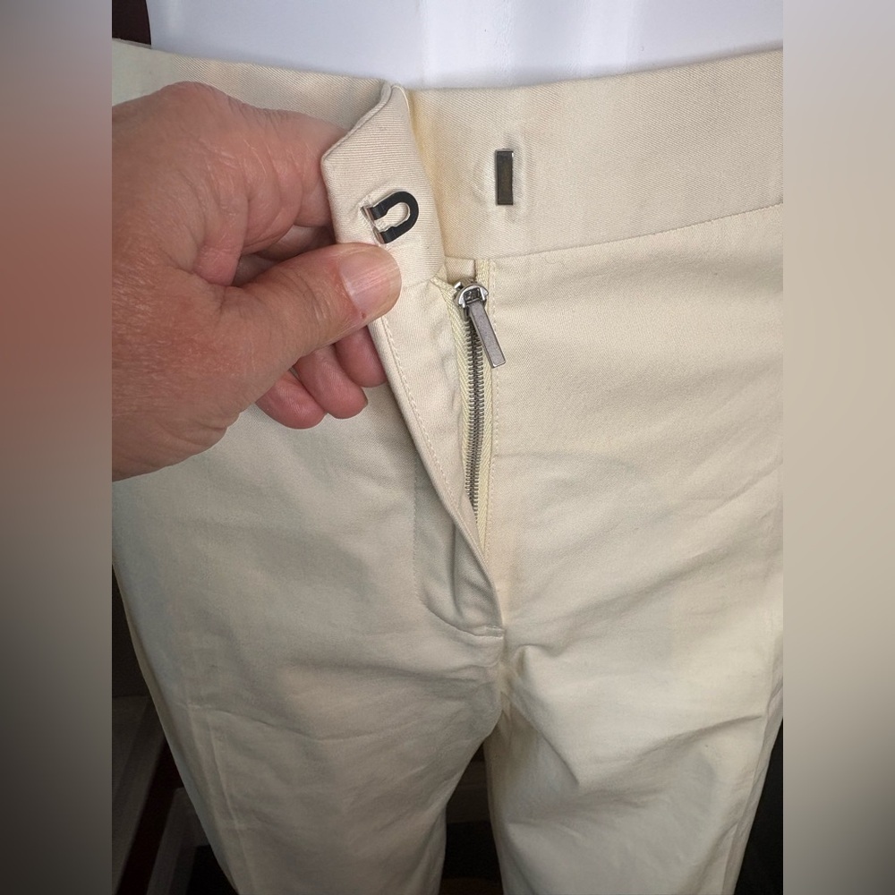 Jil Sander Cropped Cotton Straight Leg Pants - Butter - Size 38 - Picture 10 of 12